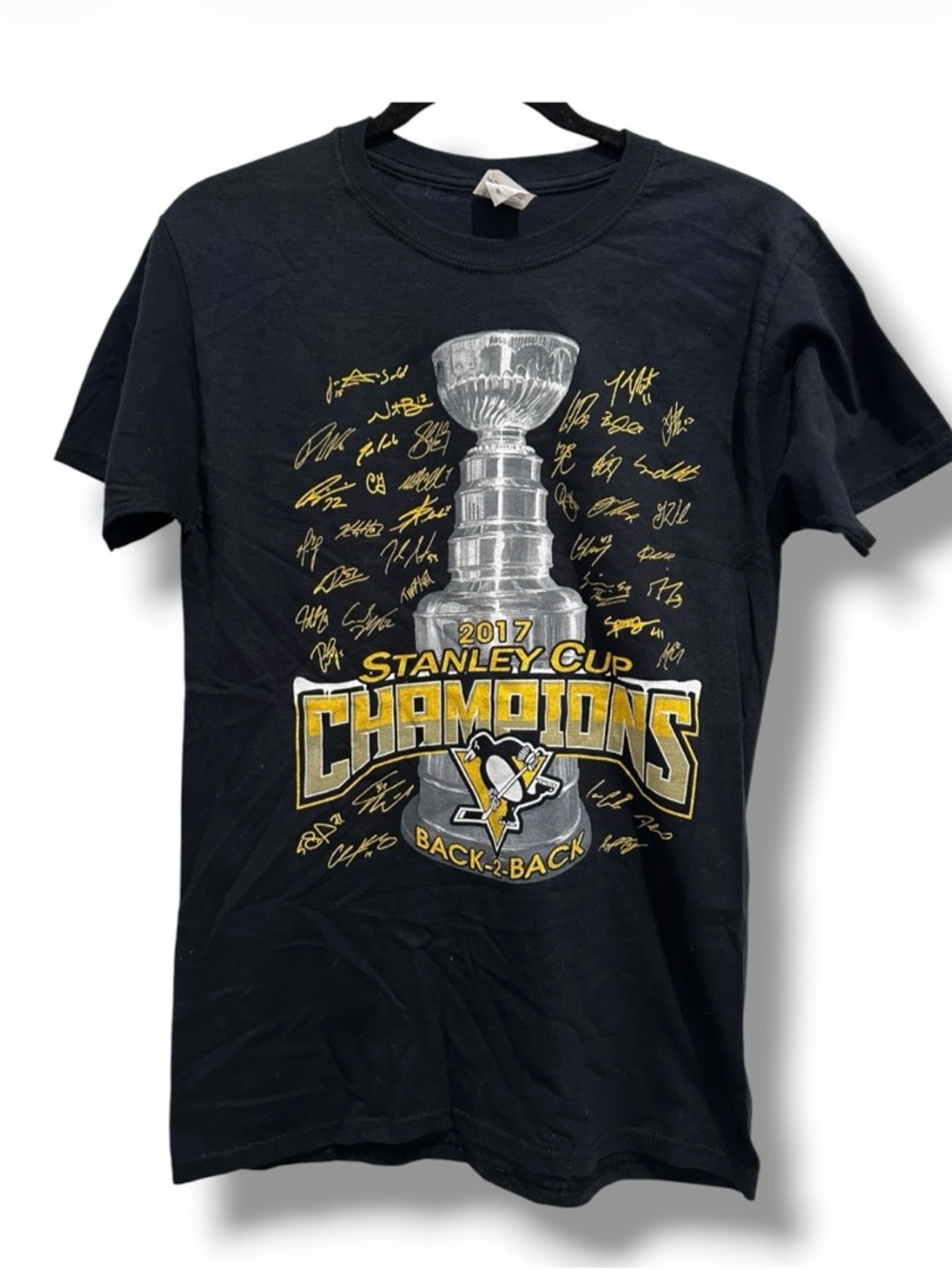 Pittsburgh Penguins 2017 Stanley Cup Champions Tee Back to Back Signatures S